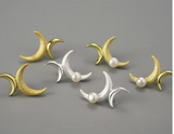 Asymmetrical Double Moon Stud Earrings