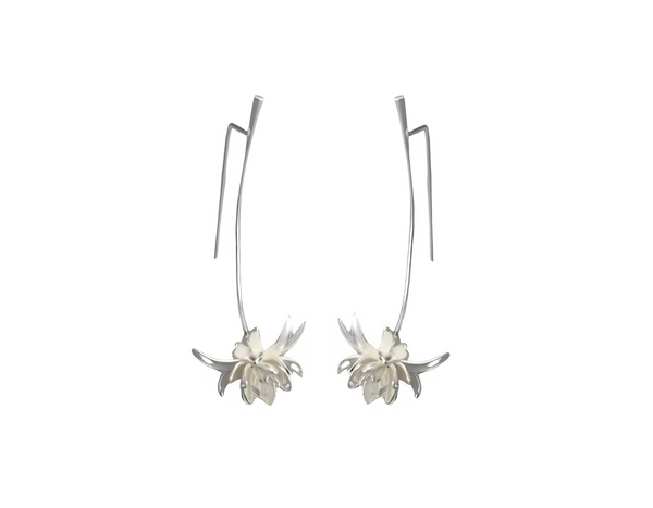 Night-Blooming Cereus Flower Dangle Earrings