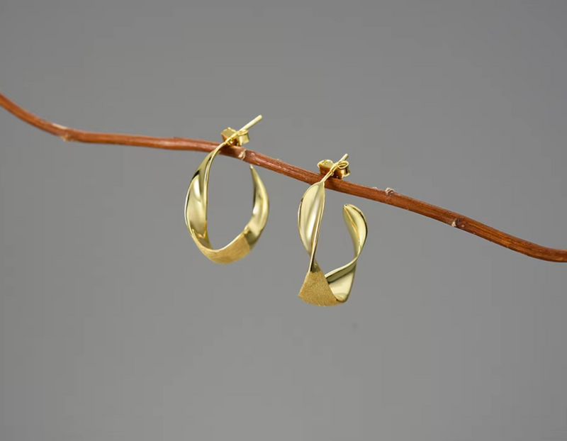 Curled Leaf Hoop Earrings