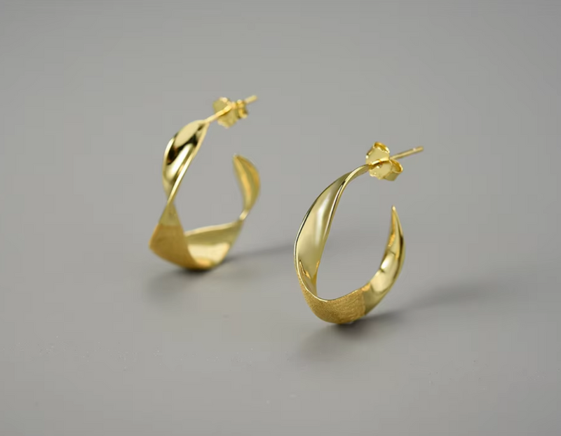 Curled Leaf Hoop Earrings