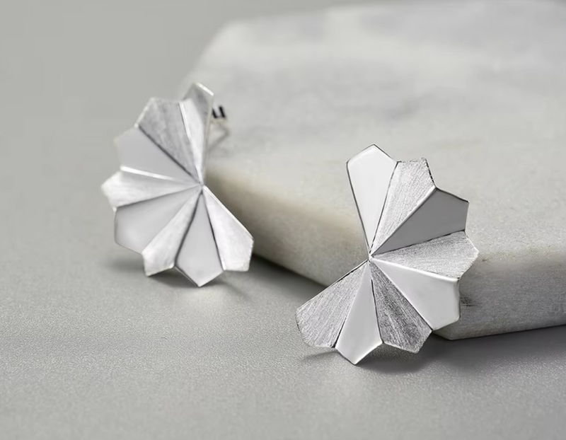 Folding Fan Stud Earrings