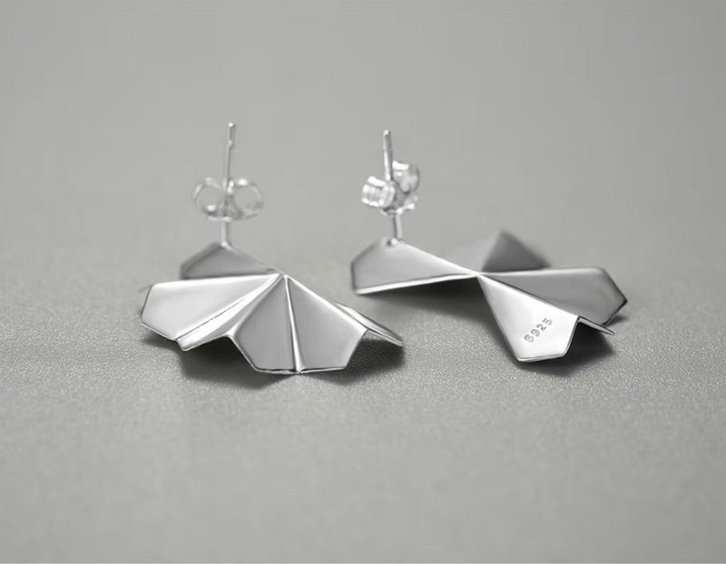 Folding Fan Stud Earrings