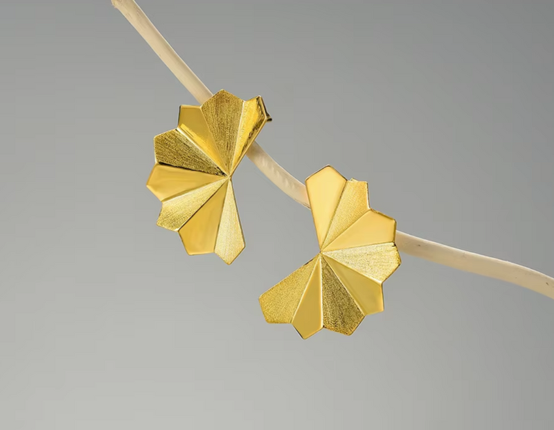 Folding Fan Stud Earrings