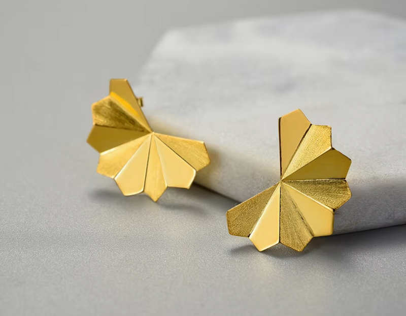 Folding Fan Stud Earrings