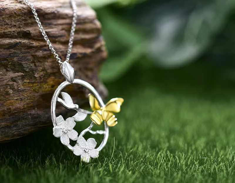 Butterfly Garden Flower Pendant