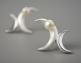 Asymmetrical Double Moon Stud Earrings