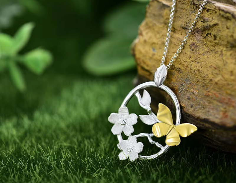 Butterfly Garden Flower Pendant