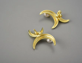 Asymmetrical Double Moon Stud Earrings