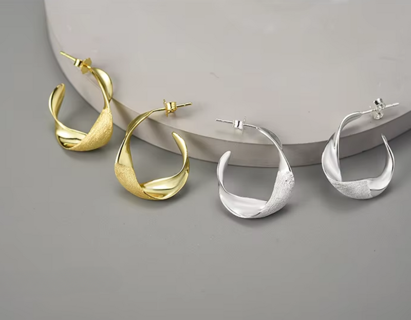 Curled Leaf Hoop Earrings