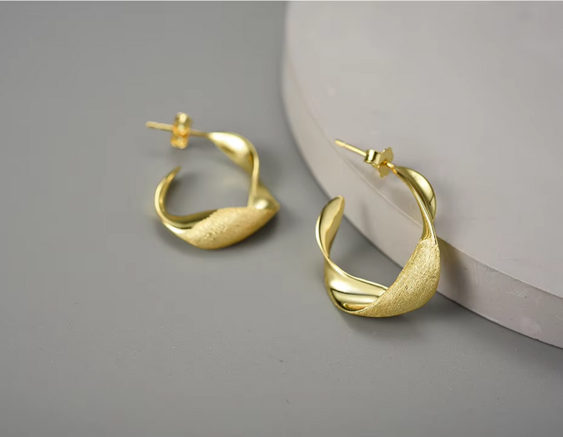 Curled Leaf Hoop Earrings