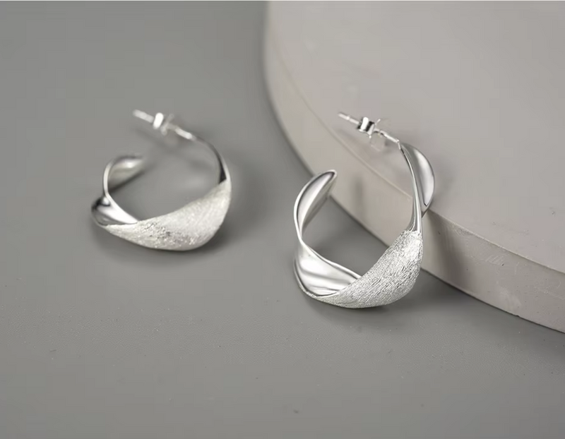 Curled Leaf Hoop Earrings