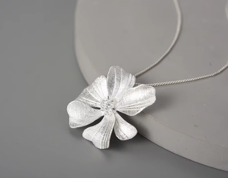 Large Peony Flower Necklace