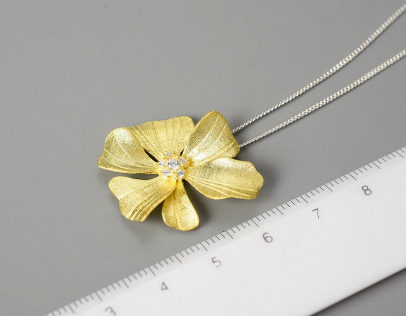 Large Peony Flower Necklace