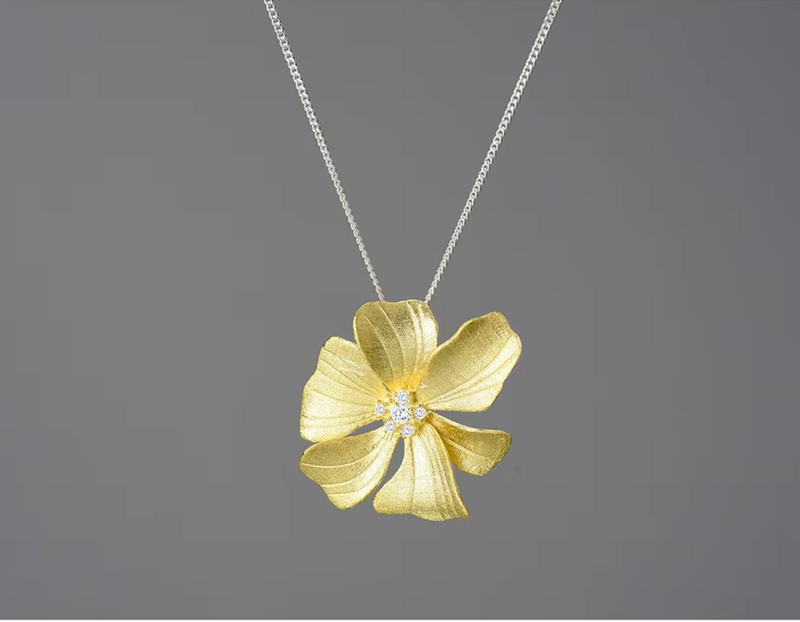 Large Peony Flower Necklace