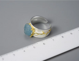 Long Leaves Aquamarine Rings