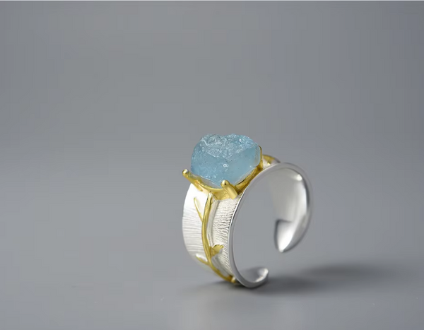 Long Leaves Aquamarine Rings