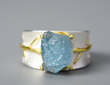 Long Leaves Aquamarine Rings