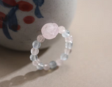 Round Beads Rose Flower Ring