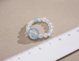 Round Beads Rose Flower Ring