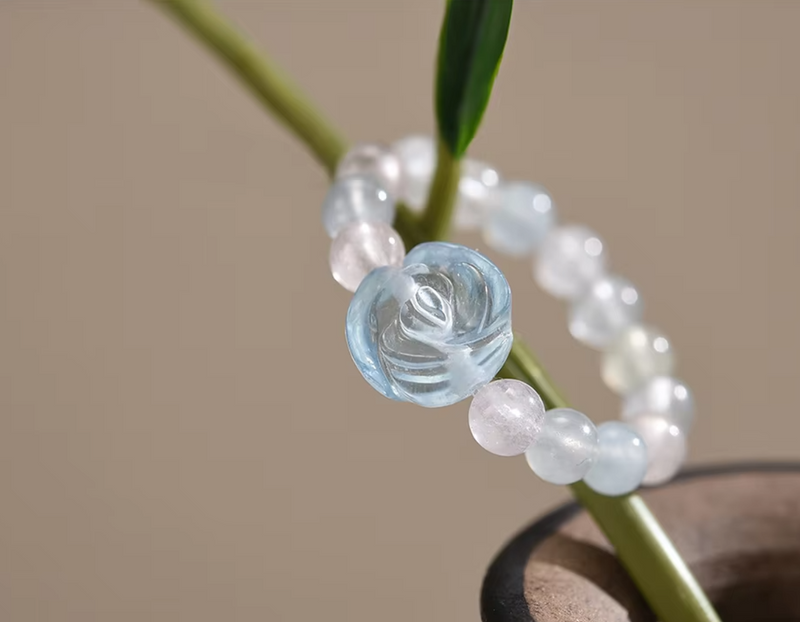 Round Beads Rose Flower Ring