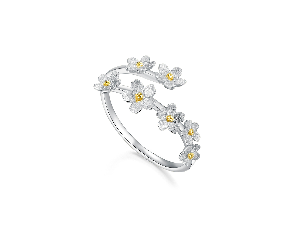 Sterling Silver | Forget-me-not Flower Ring - Lotus Fun