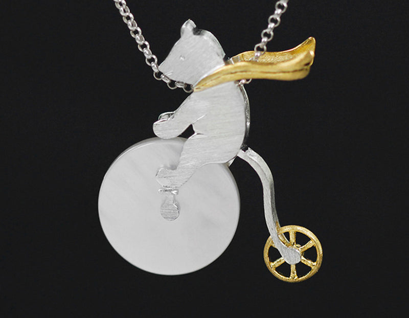 Bicycle Riding Bear Pendant